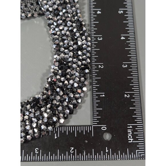 RUSH by Denis & Charles SIlver Gray Glass Bead Collar Necklace 16" - Picture 10 of 10